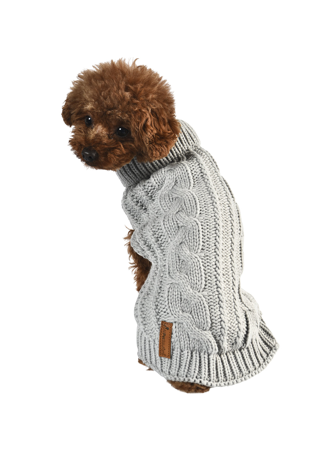 Dog Luxury Knitted Fitted Warm Jumper in Grey Brown Cream Sizes 25,35,40Cm S/M/L