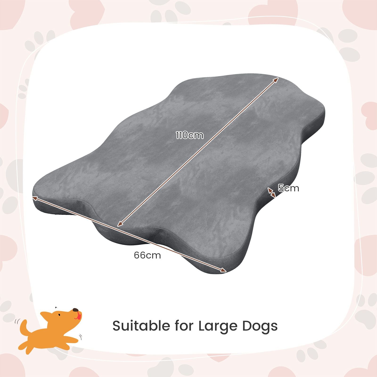 Large Dog Bed with Memory Foam Support and Removable Cover