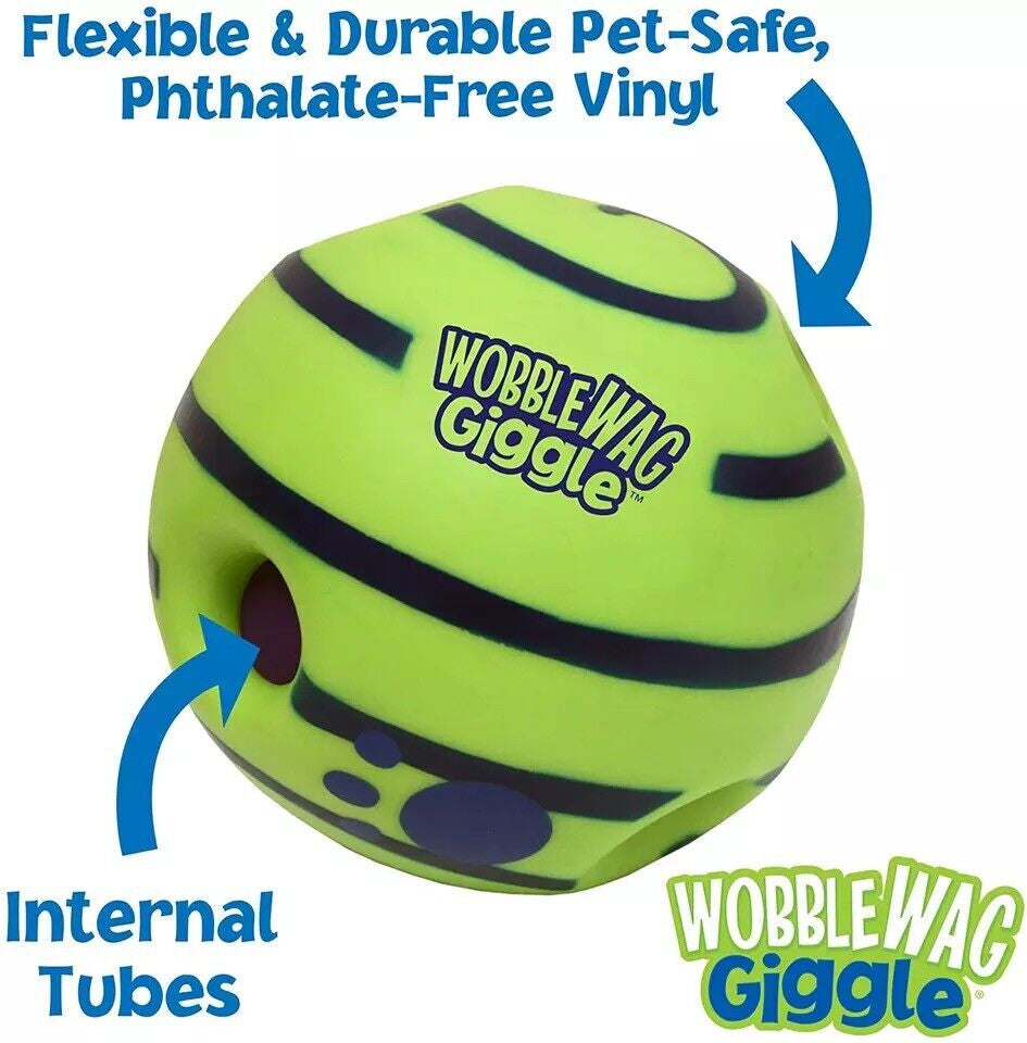 Wobble Wag Giggle Glow Ball Interactive Dog Toy Fun Giggle Sounds When Rolled