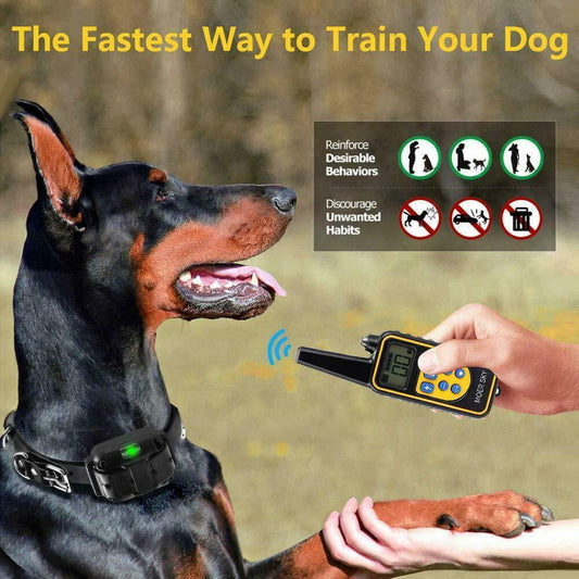 Dog Pet Training Collar Rechargeable Waterproof Electric Shock anti Bark R800M E