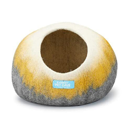 Yellow Grey Mix Cat Bed, Cat Cave by Everest Pet Supply, Felted Cat Bed, 100%