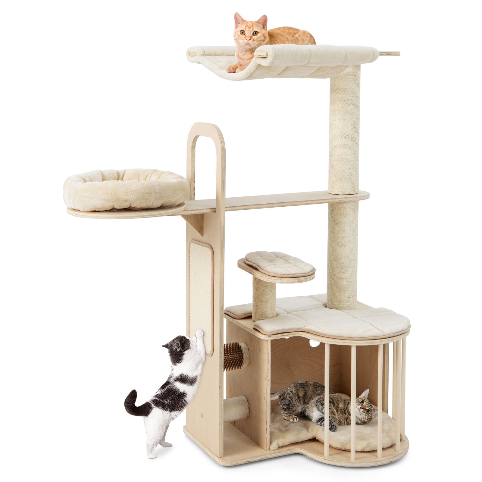 Tall Cat Tree with Hammock Condo and Sisal Scratching Posts
