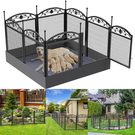 Dog Playpen Fence Detachable Play Pen Exercise Puppy Kennel Cage Dogs Supplies Dog Fences 8 Panels with Waterproof Fertility Pad