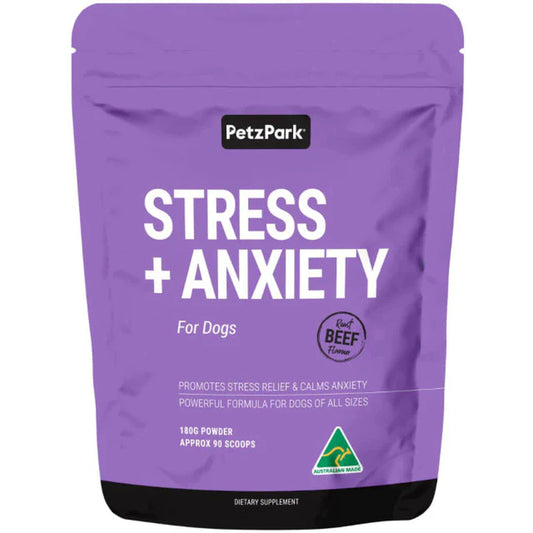 Petz Park Stress Anxiety Powder for Dogs Roast Beef Flavour 90 Scoops - 180G