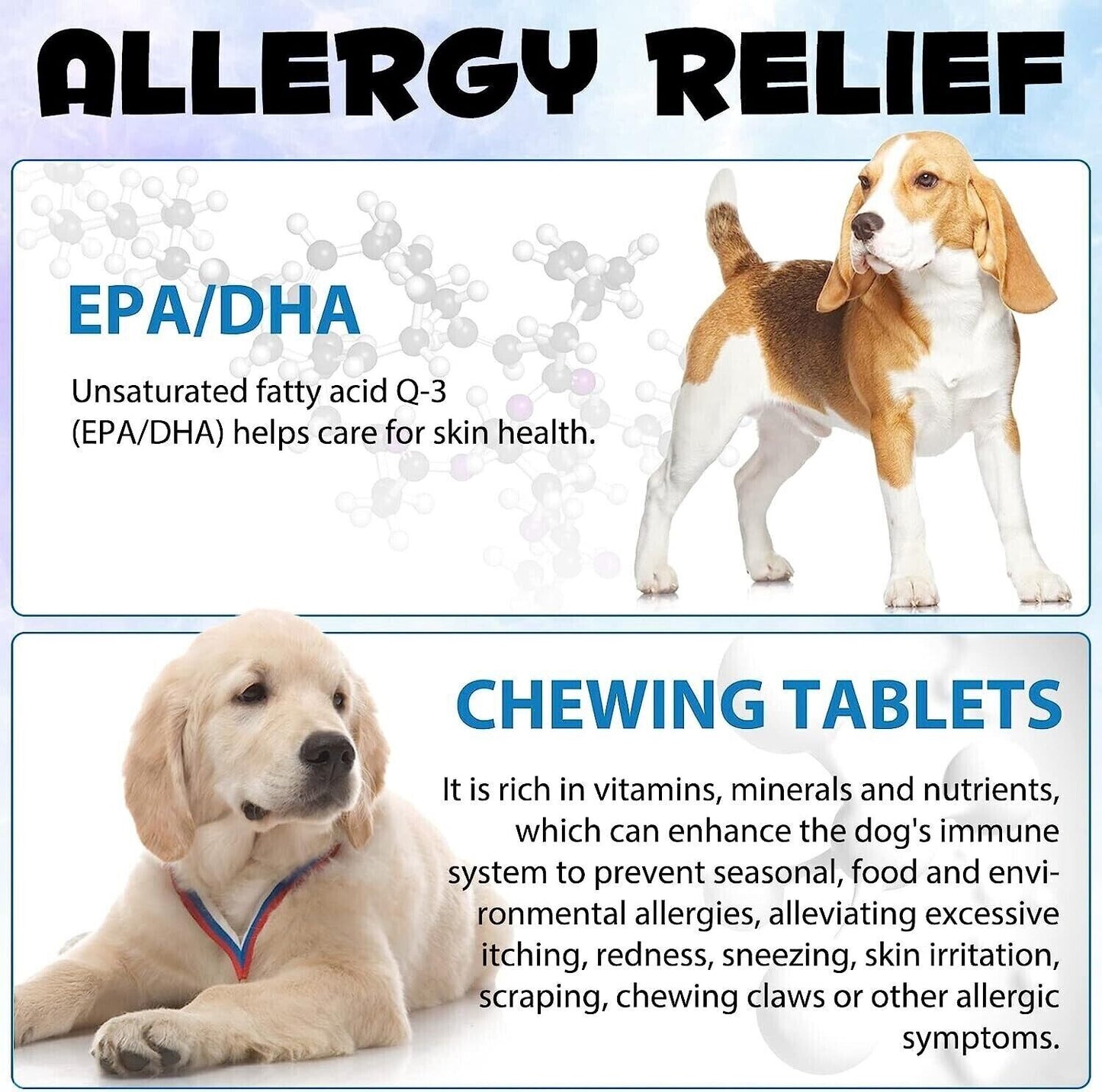 Dog Allergy Itchy Relief - 150 Immune System Support Chews with Duck Flavour.