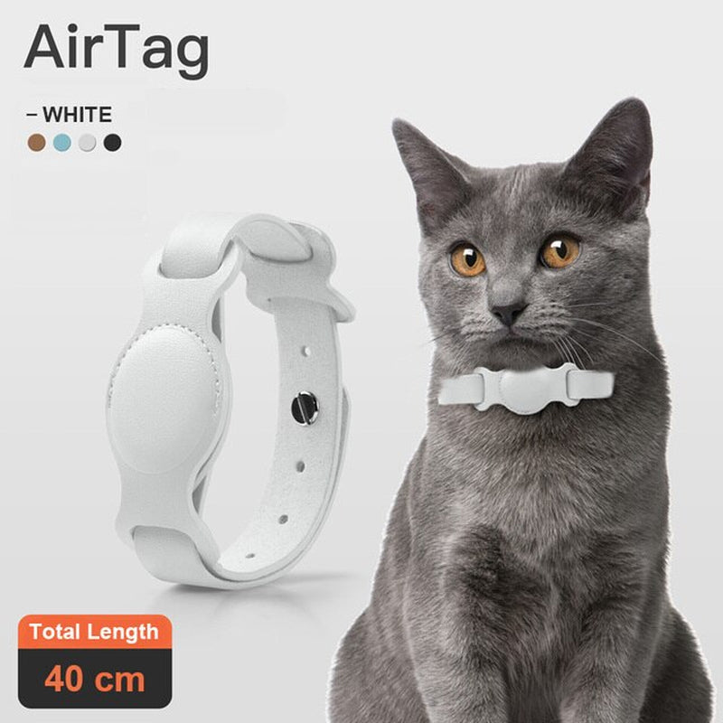 New Leather Pet Adjustable Collar for Apple Airtag Location Tracker Dog Cat Anti-Lost Airtag Case Airtags Location Collar
