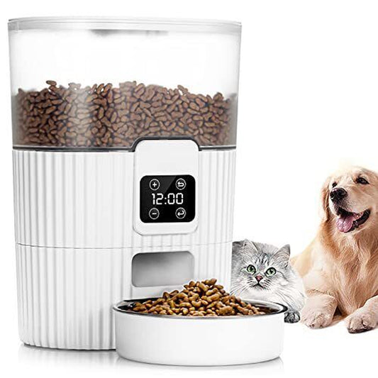 Automatic Cat Feeders, Pet Food Dispenser with Stainless Steel Bowl &