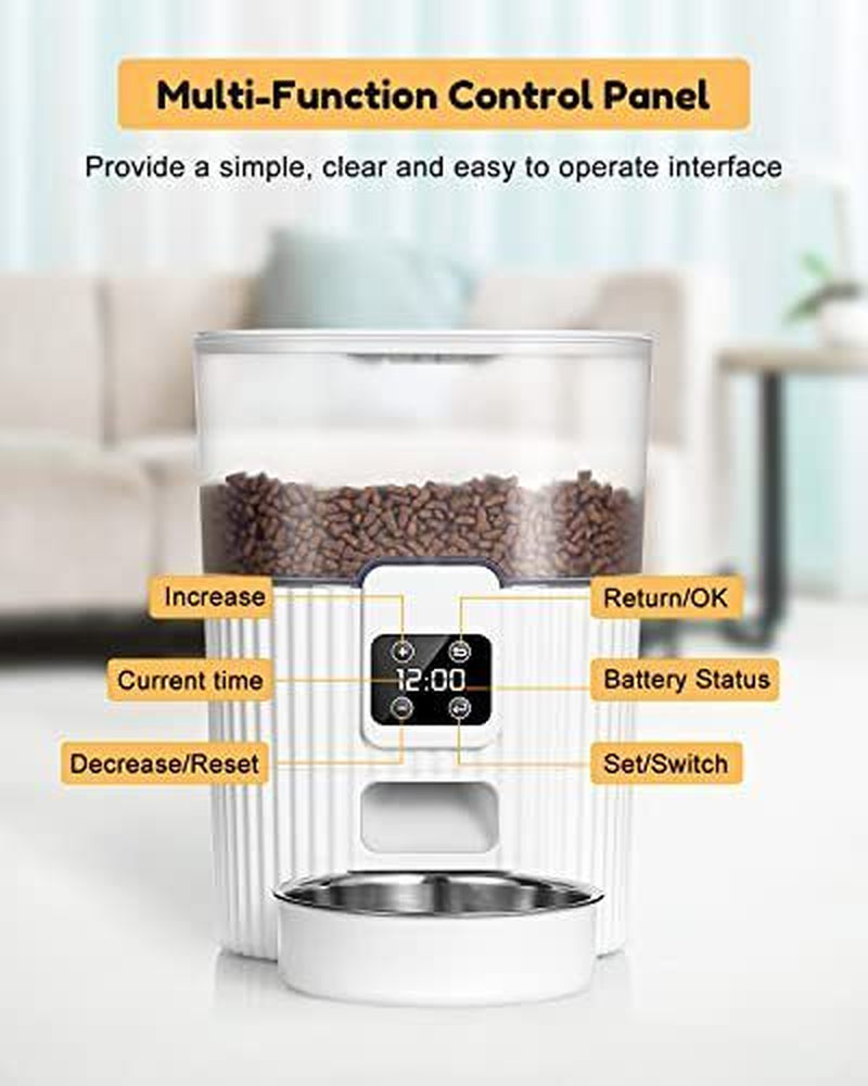 Automatic Cat Feeders, Pet Food Dispenser with Stainless Steel Bowl &