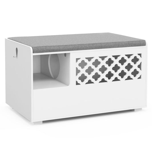 Cat Litter Box Enclosure with Removable Cushion and Door