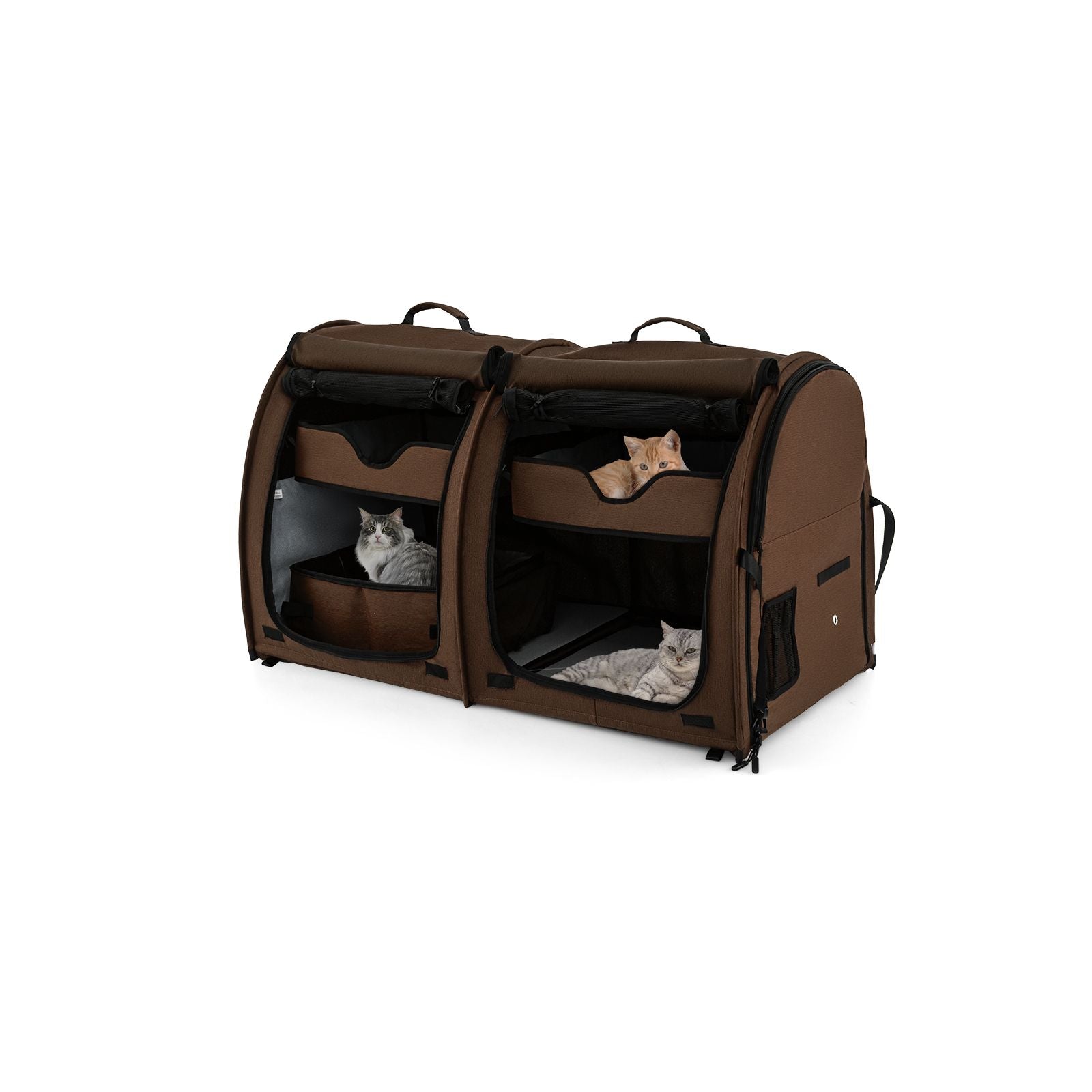 2 Compartments Pet Travel Carriers with Removable Hammocks and Mats