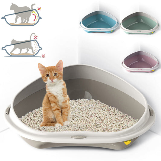 Cat Corner Litter Tray Large or Jumbo Rim Pet Open Toilet Pan Box Cat Centre®