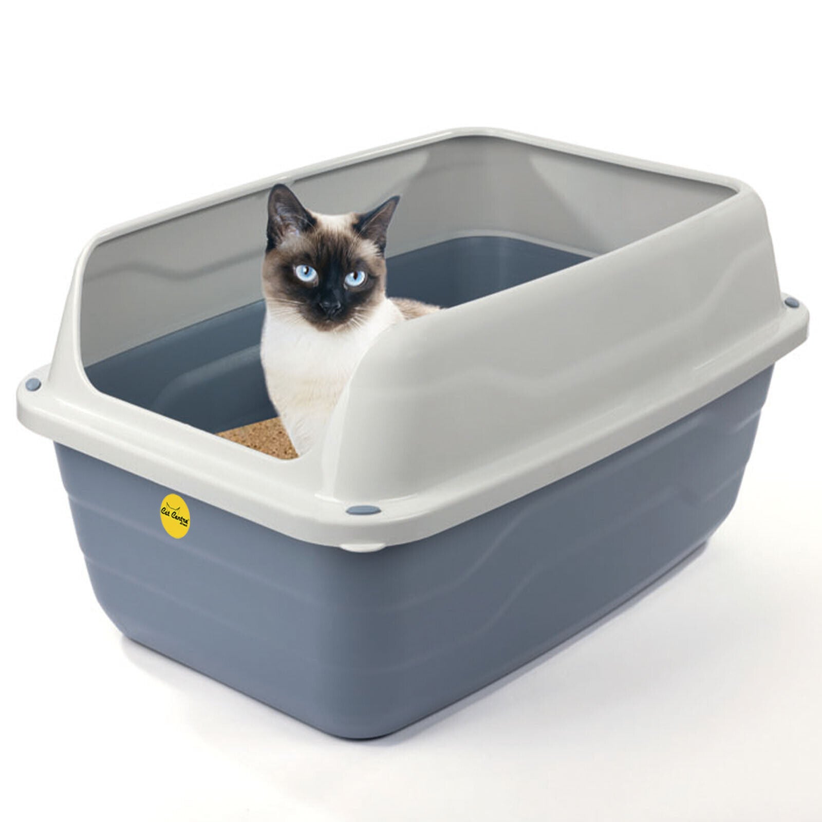 Jumbo Open Cat Litter Tray High Sided Rim Pan Deep Grey Toilet Box Catcentre®