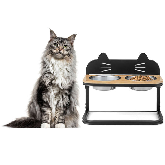Elevated Pet Feeder for Cats with 2 Stainless Steel Bowls