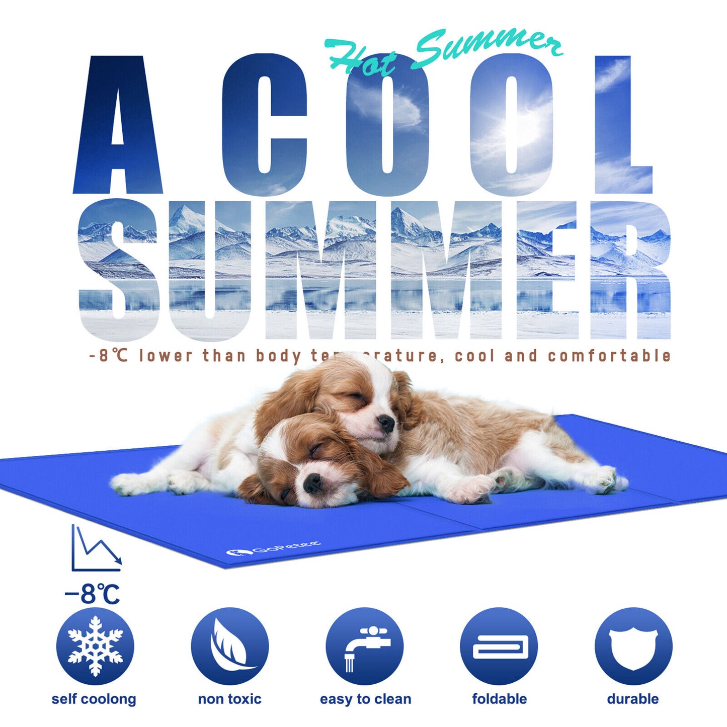 M-XXL Pet Self Cooling Mat Gel Pad Summer Cool Bed Mattress Heat Relief Dog Cats