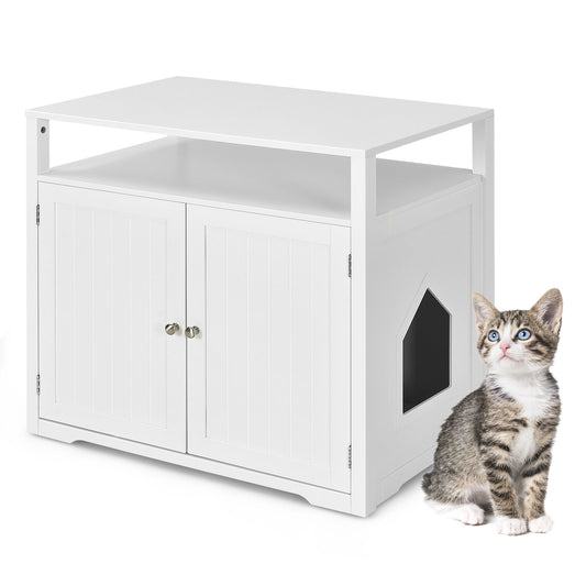 Cat Litter Box Enclosure with Adjustable and Removable Divider