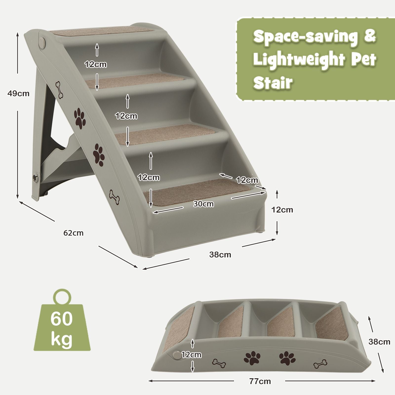 4-Step Pet Stairs with Non-Slip Foot Pads