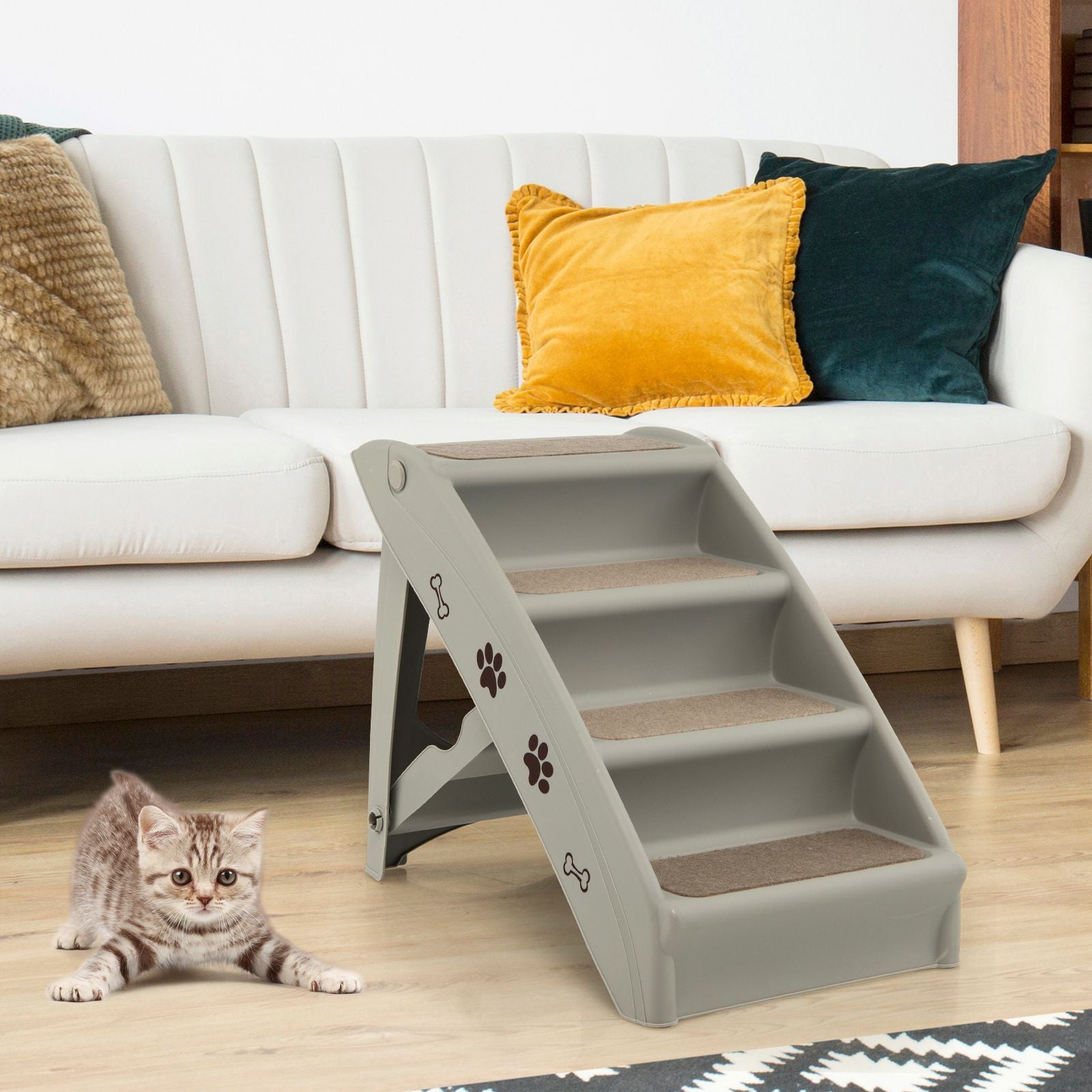 4-Step Pet Stairs with Non-Slip Foot Pads